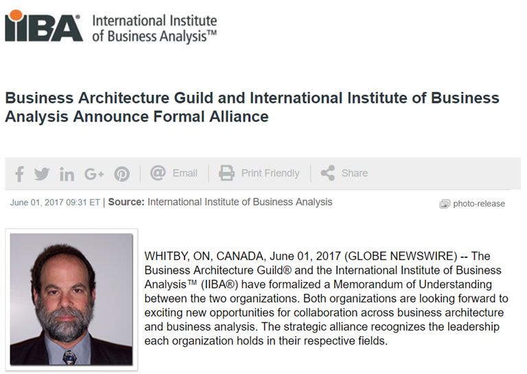 IIBA® and The Business Architecture Guild® announce Formal Alliance